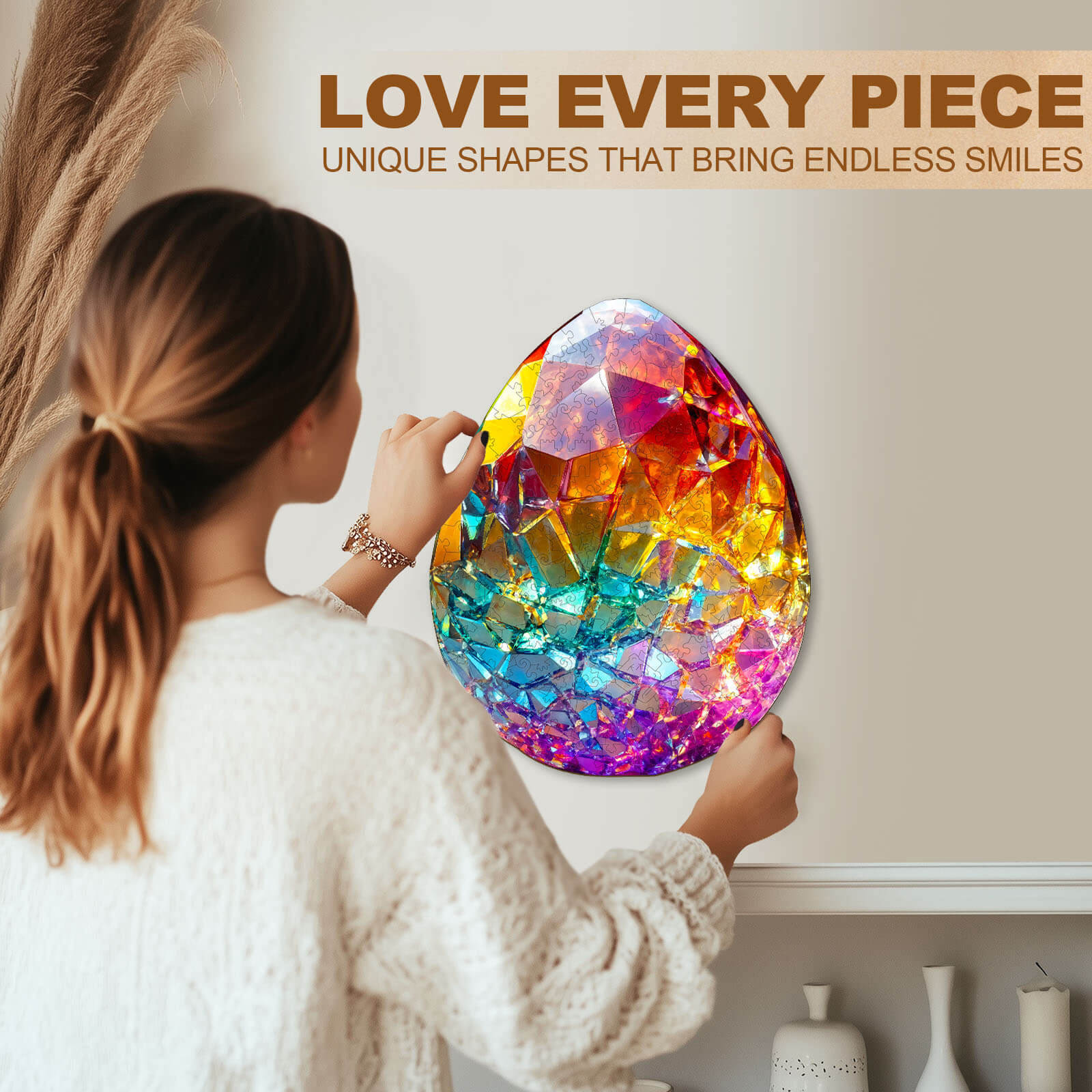 Colorful crystal egg Wooden Jigsaw Puzzle