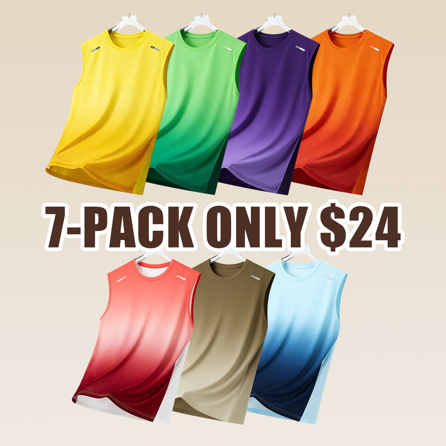 Clean Gent 4/1 Men’s Ultra-Thin Loose Fit Summer Tank Top with Fashion Gradient Print and Crew Neck, Breathable Sports Vest for Outdoor Running and