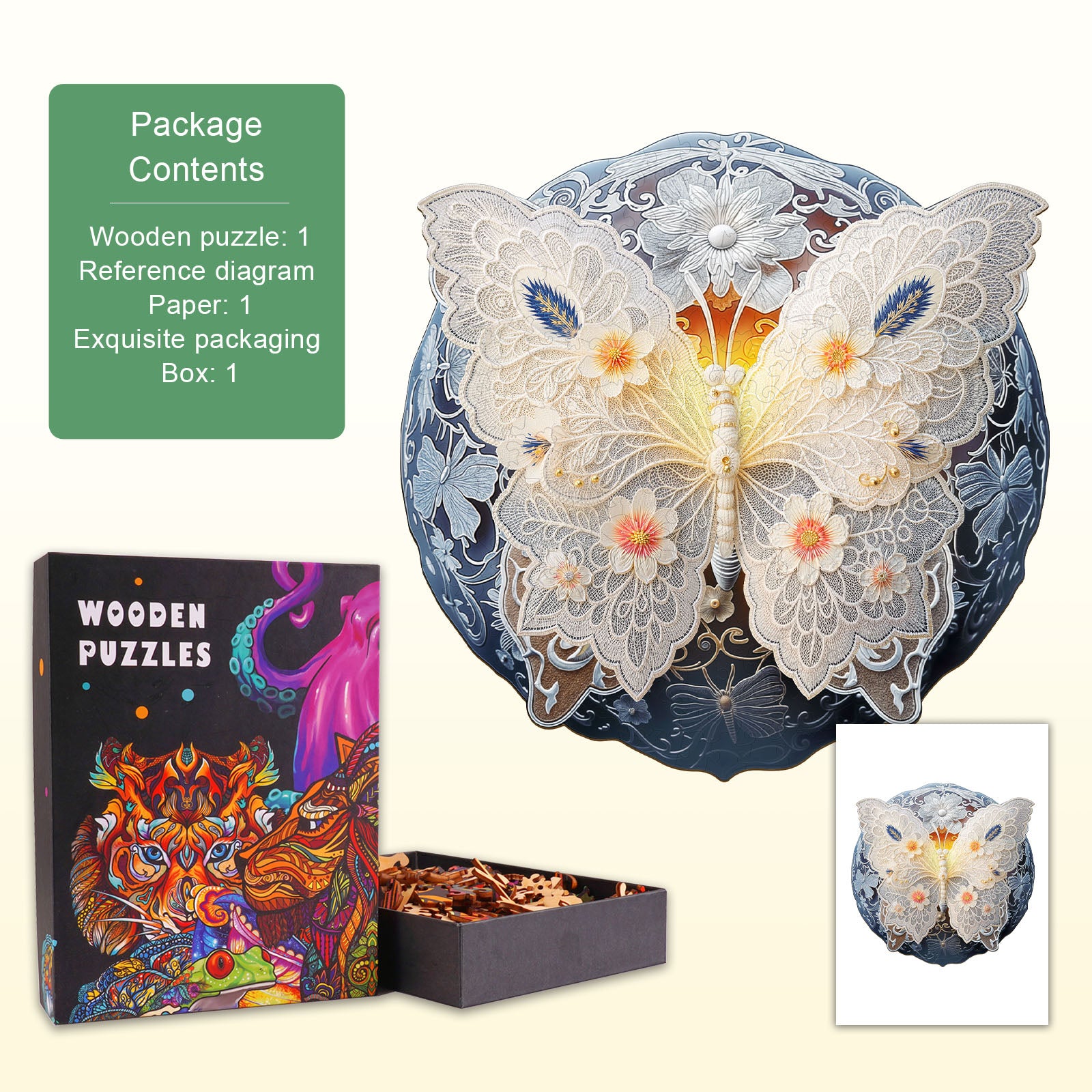 Lace Butterfly Wooden Jigsaw Puzzle