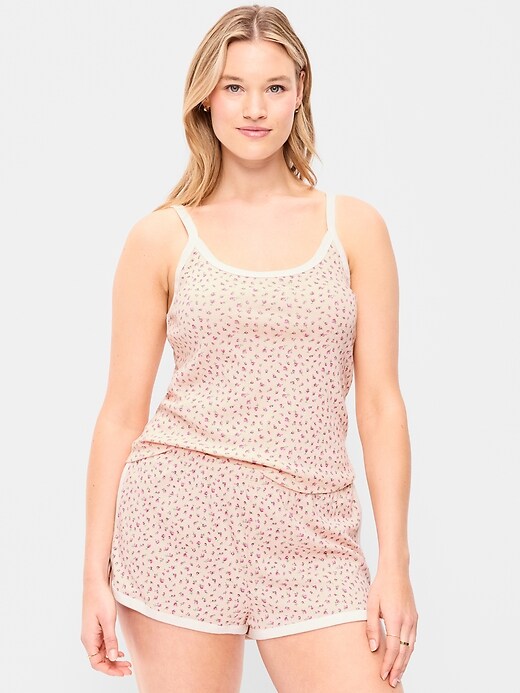 Pointelle Cami Tank Top Pink Floral