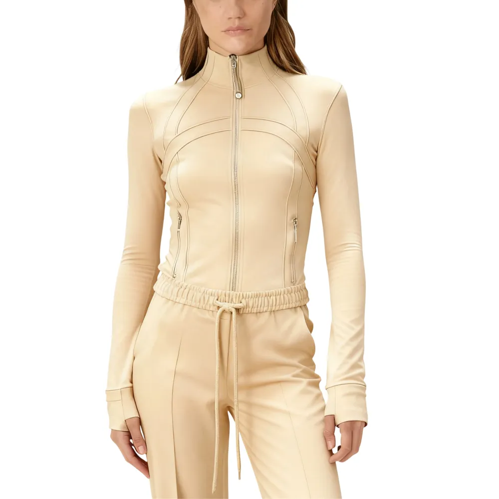 Women's Cropped Zip-Up 2-Piece Set