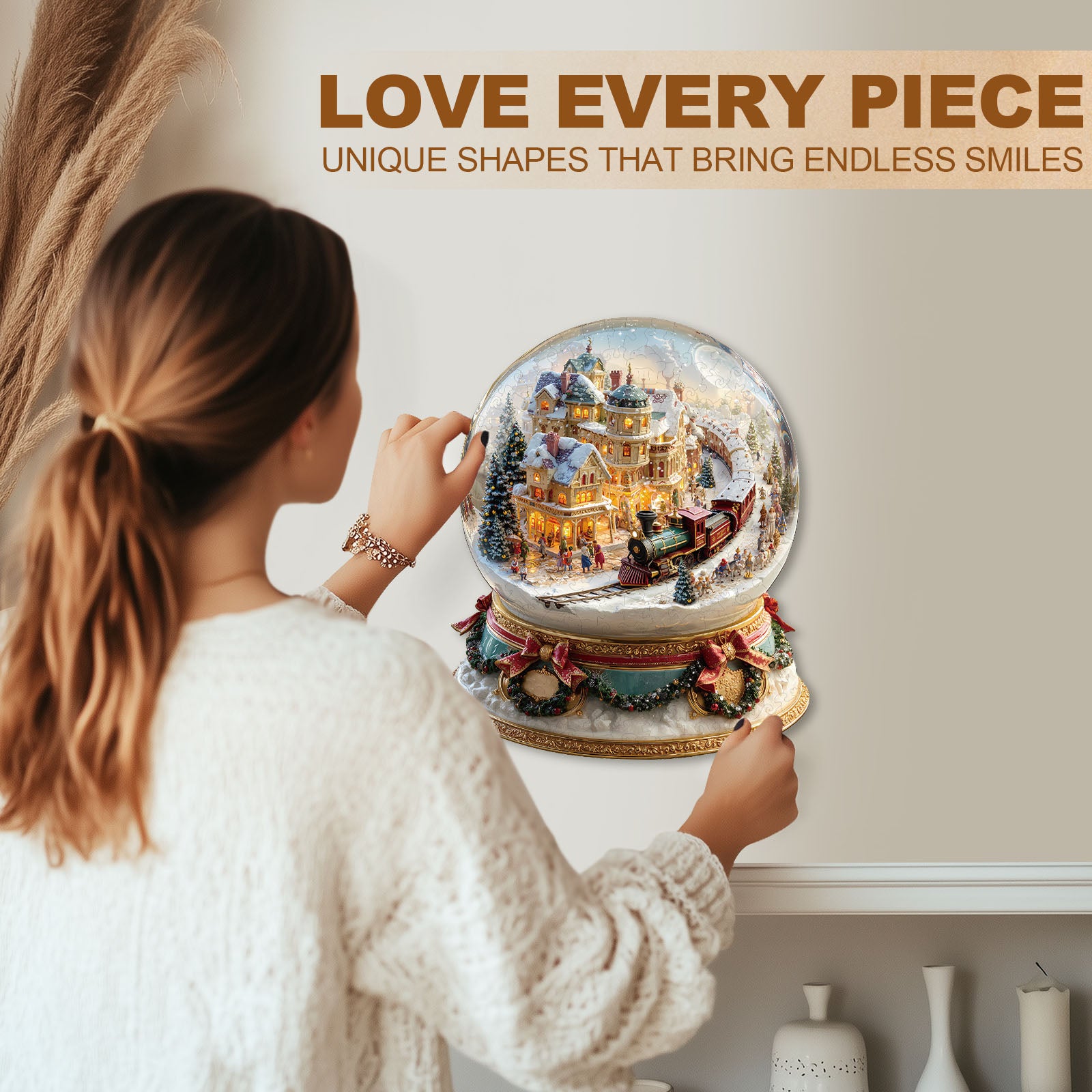 Christmas Crystal Train Wooden Jigsaw Puzzle