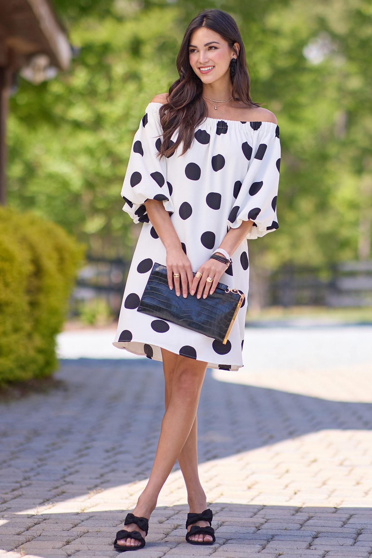 Polka Dot Bubble Sleeve Dress