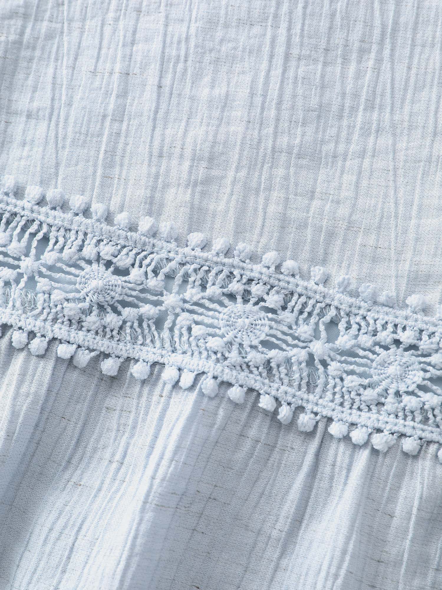 Lace Trim Adjustable Drawstring Waist Mini Dress