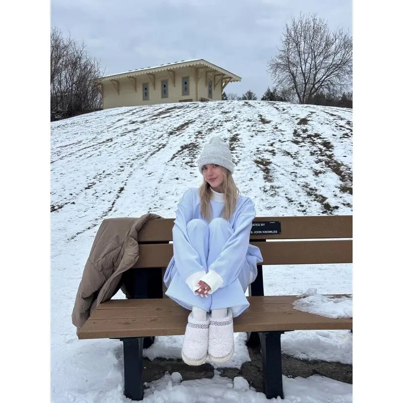 Blue and White Mini Striped Mockneck Sweatshirt
