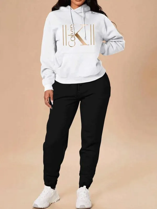 Women's Casual Hooded Sweatshirt Set