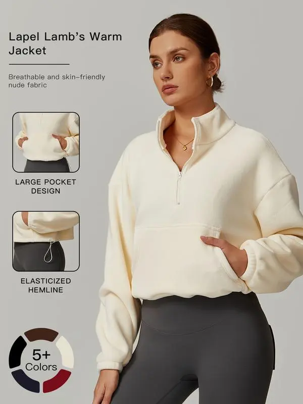 Women's Sporty Hooded Sweatshirt with Drawstring and Pocket