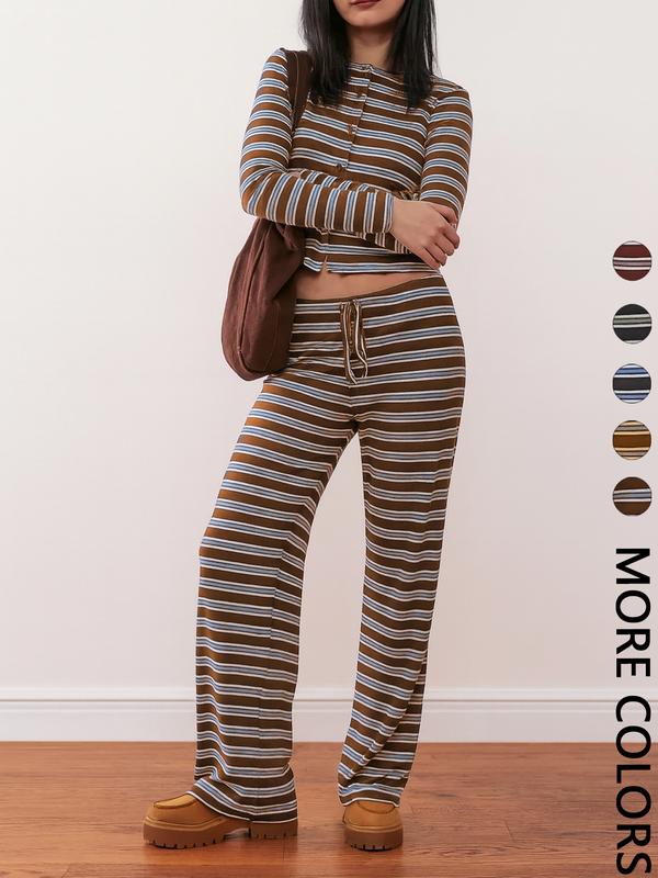 relaxed rib stripe pants SET