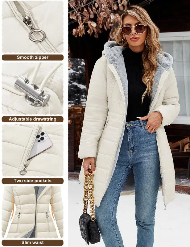 Women's winter windproof and warm slim-fit down jacket