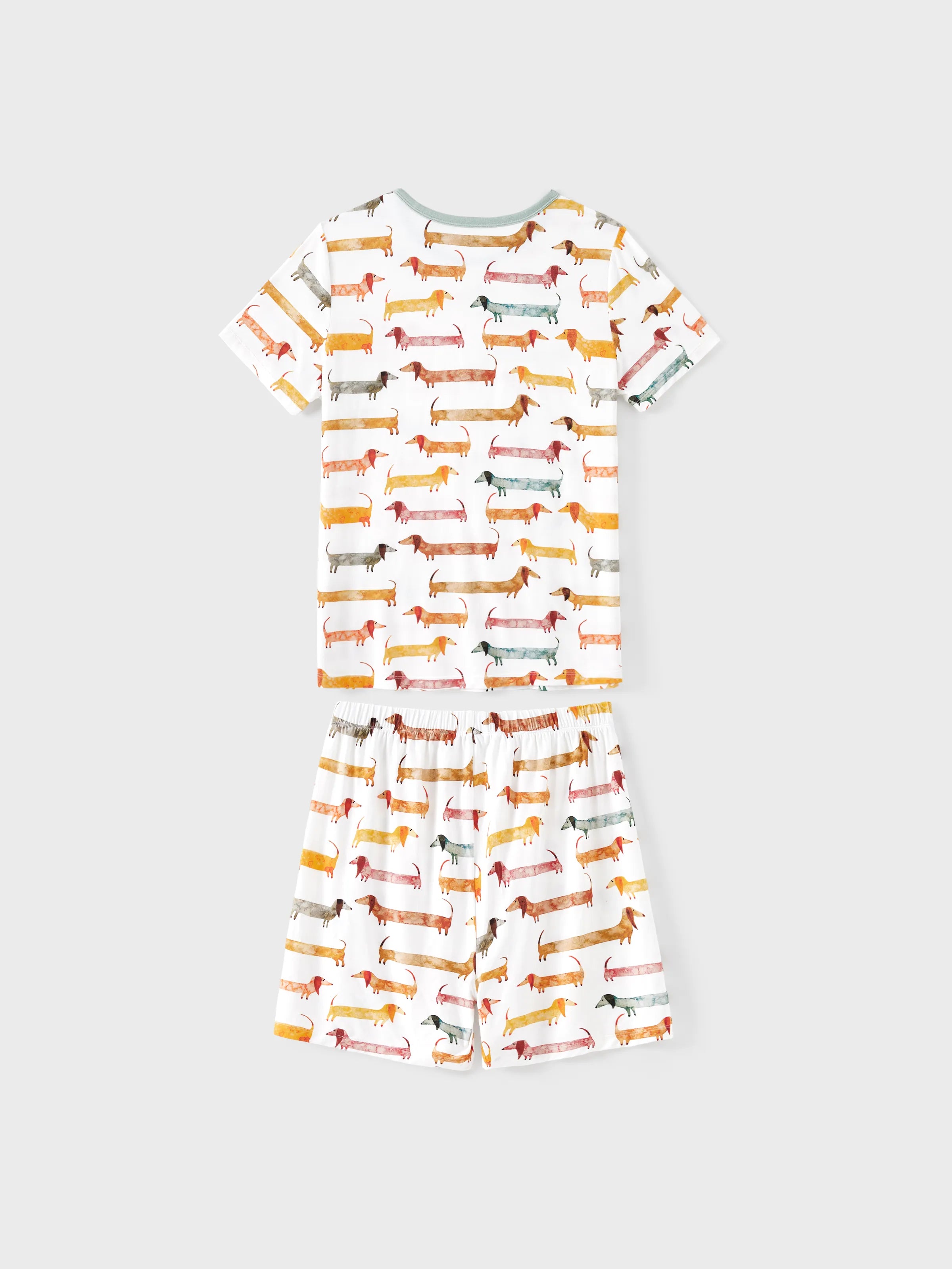 Bamboo Family Pajamas Cute Doggy Patterned Short-sleeve Matching Pajamas Set ( Snug-Fitting for Children ) Multi-color