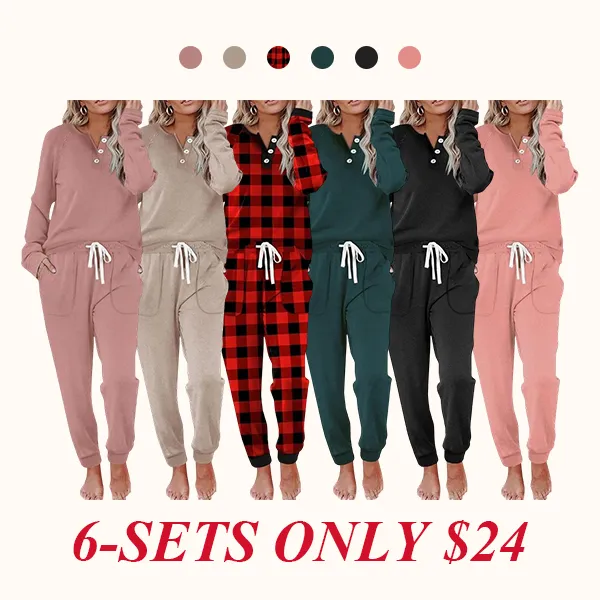 Two Piece Outfits for Women Lounge Sets Button Down Sweatshirt