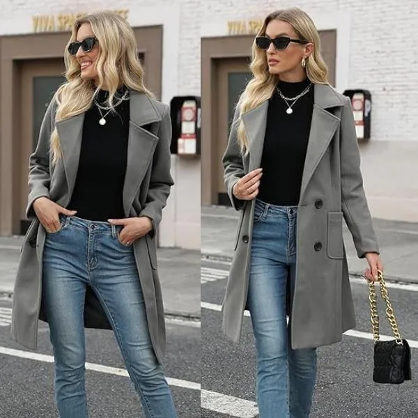 Women Winter Wool Blend Camel Mid-Long Coat