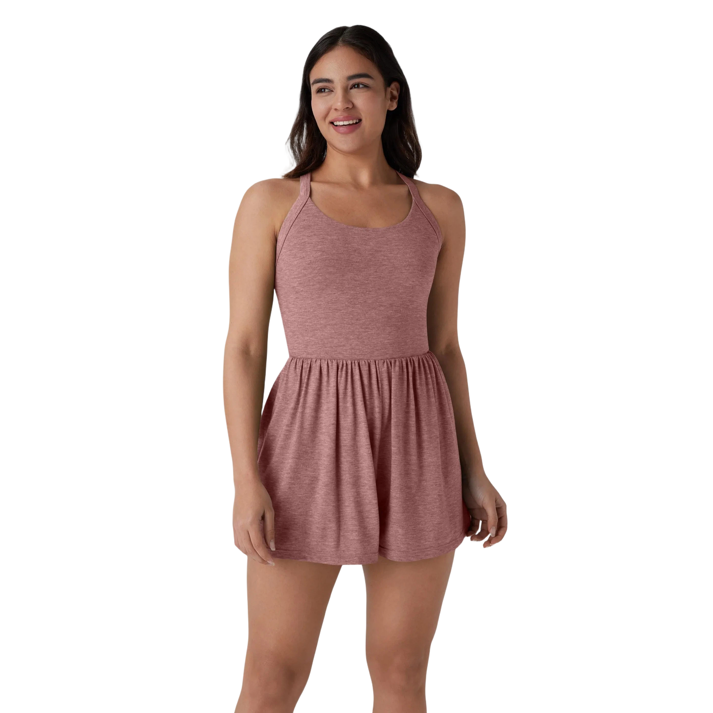 Women’s Backless Twisted 2-in-1 Resort Romper with Built-In Shorts & Pockets