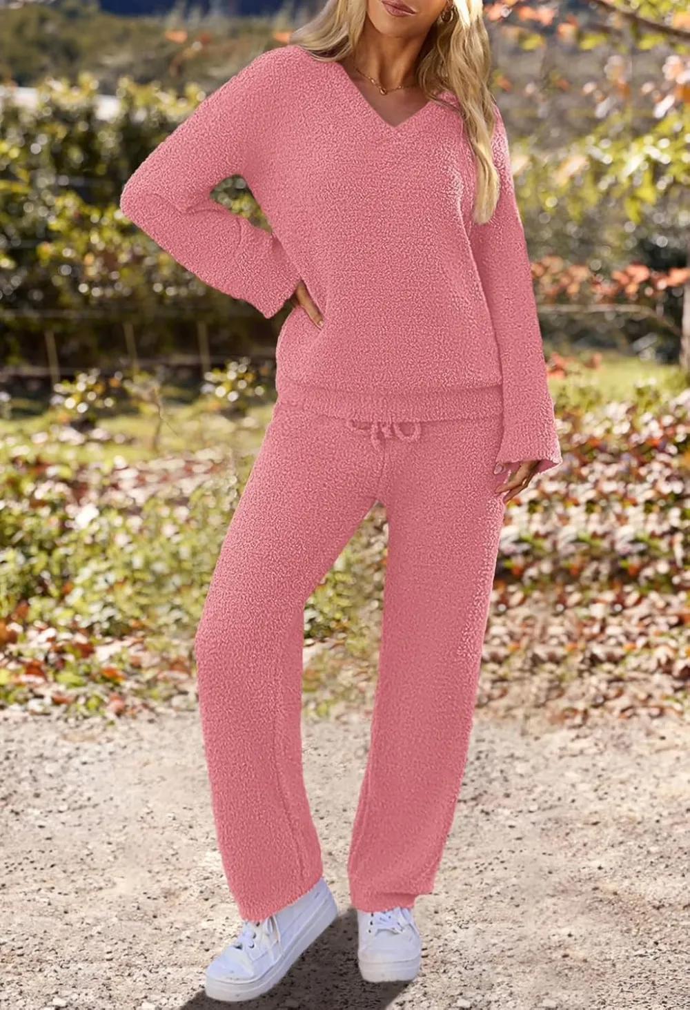 Women's Lounge Sets 2025 Fall Fashion 2 Piece Outfits Sweater Pajama Set