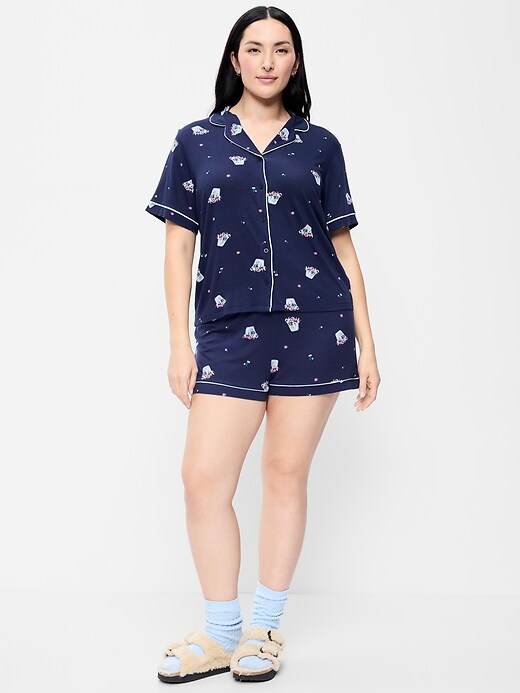 Sunday Sleep Knit Jersey Short Set Blue Bouquet