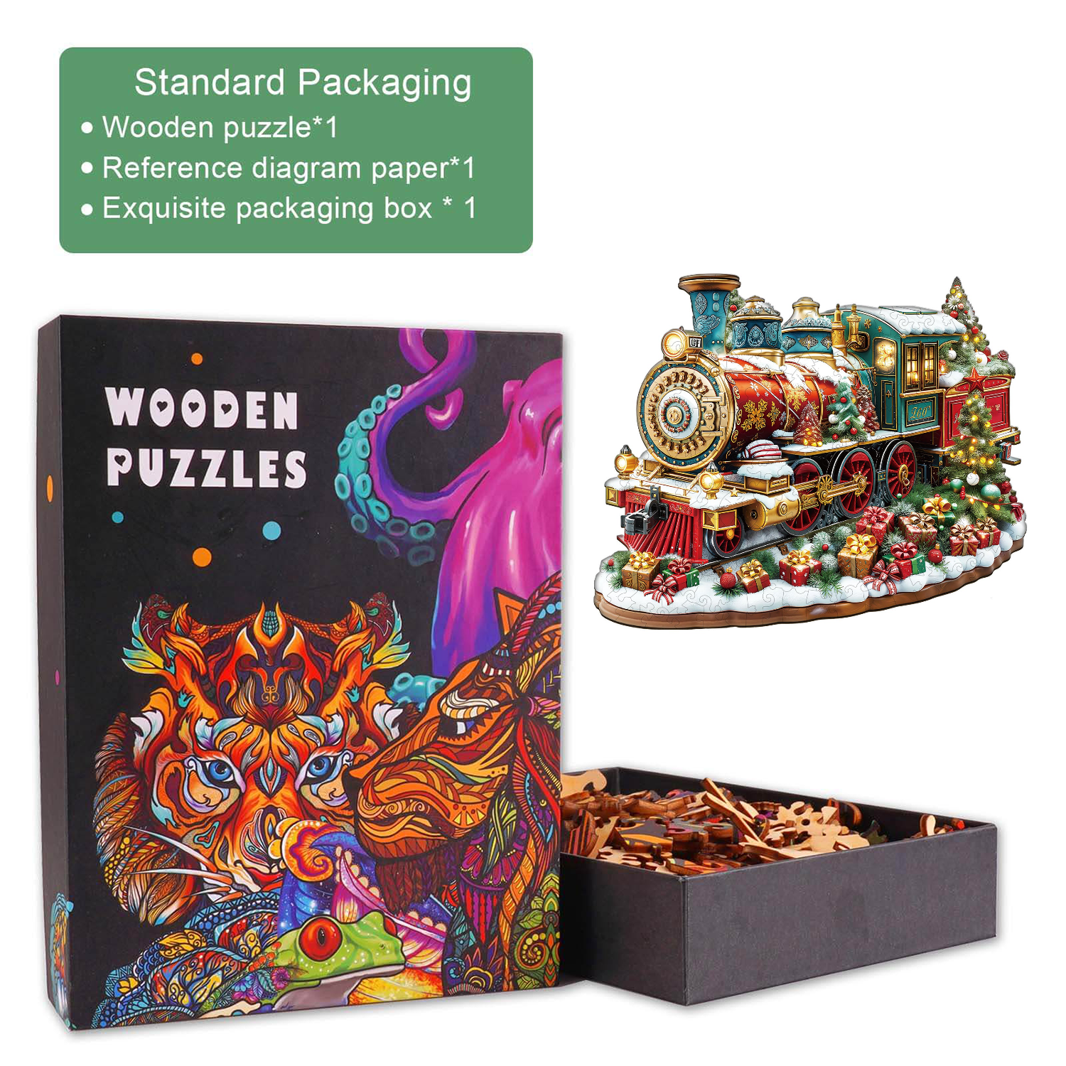 Christmas Train Wooden Jigsaw Puzzle