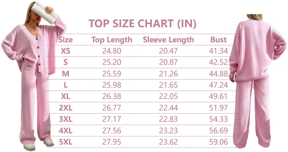 Women's  V Neck Cardigan & Elastic Waist Wide Leg Pants Two-piece Set