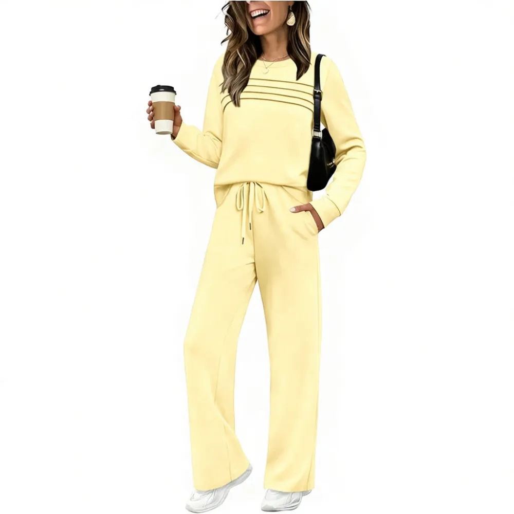 ✨Women's Long-Sleeve Pullover Tracksuit Set - Soft Drawstring 2-Piece Outfits