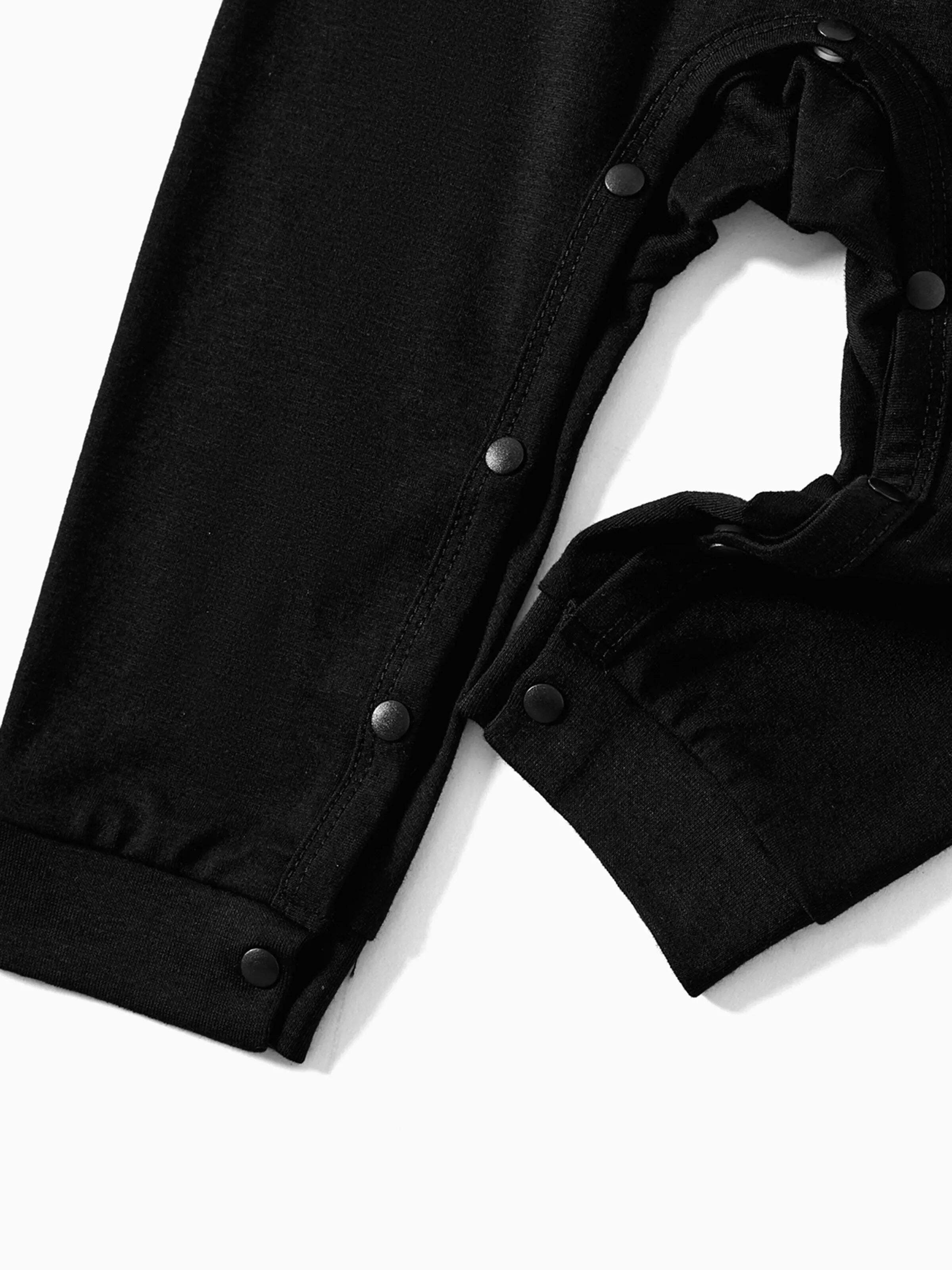 Christmas Family Matching Glow In The Dark Letters Print Long-sleeve Pajamas Sets with Christmas Socks Black+White