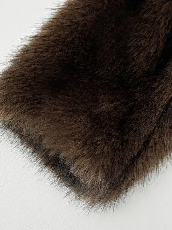 Women'S Solid Color Open Front Faux Fur Coat