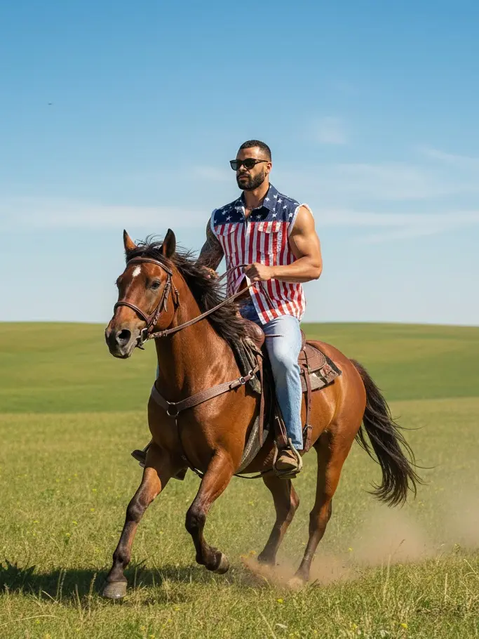 4th of July Men’s American Flag Denim Vest