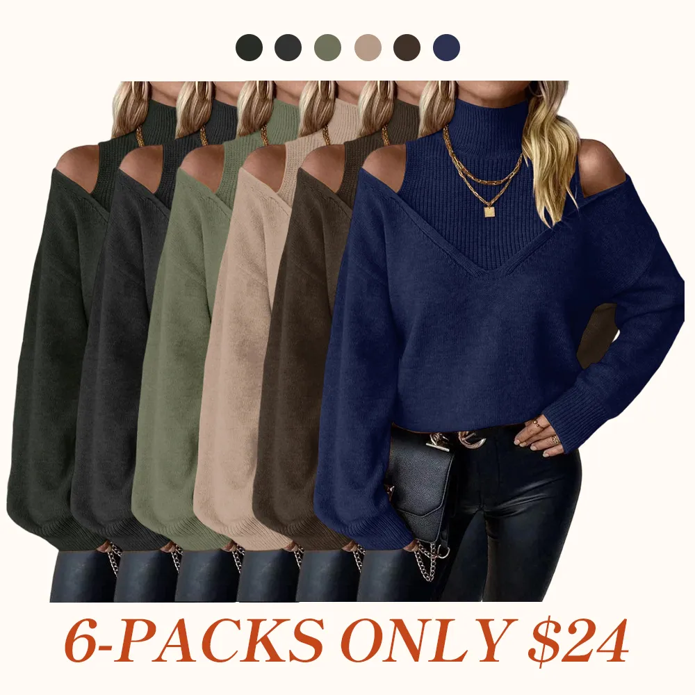 Women's Plain Cut Out High Neck Sweater