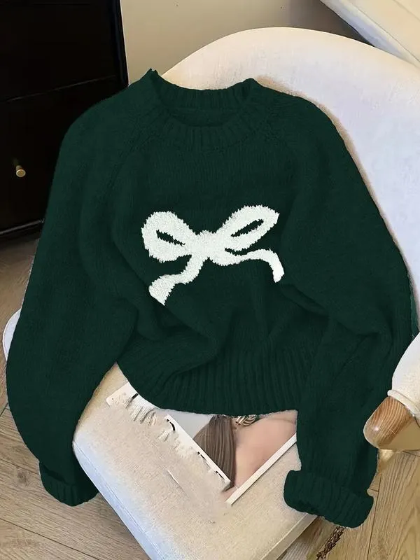 Elegant Bow Knit Sweater for Women
