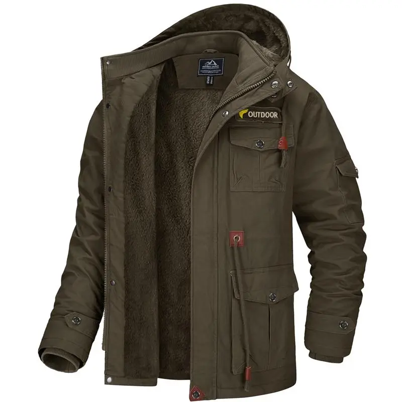 6 PACK Men's Winter Coat Jacket Fleece Lined Parka Cotton Cargo Jacket Menswear Tops Long Sleeve Warm Thermal Hoodie