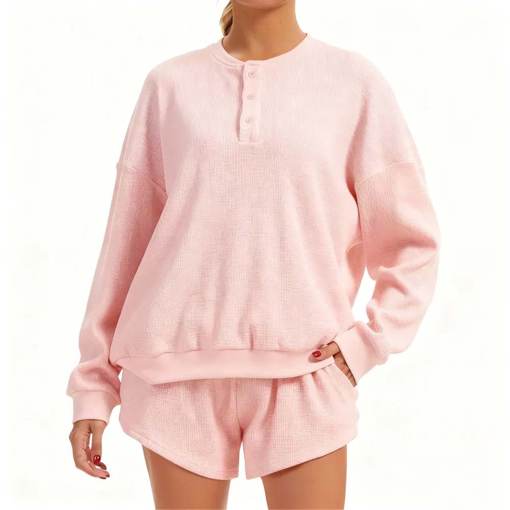 Women's Oversized Waffle Knit Lounge Set