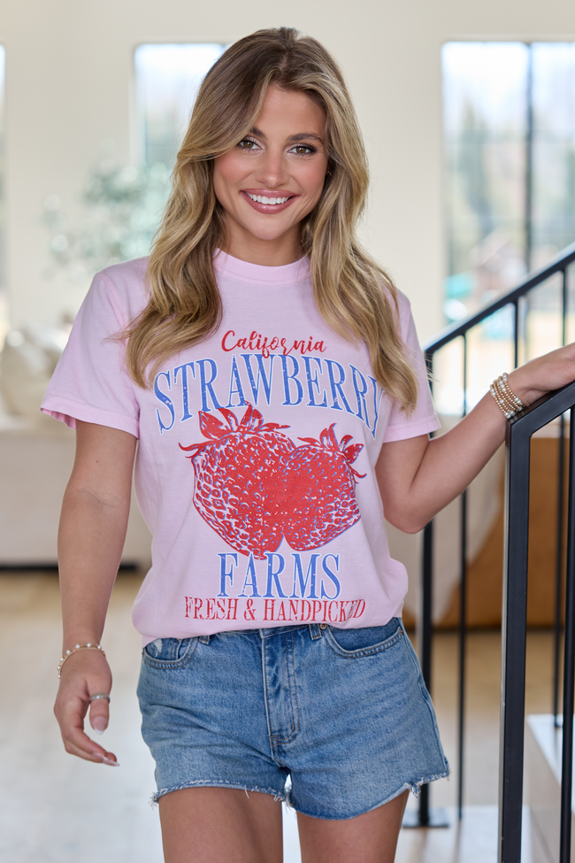 California Strawberry Farms Light Pink Graphic Tee