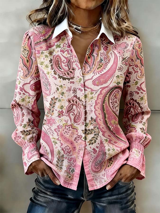Women'S Casual Printed Long-Sleeved Shirt