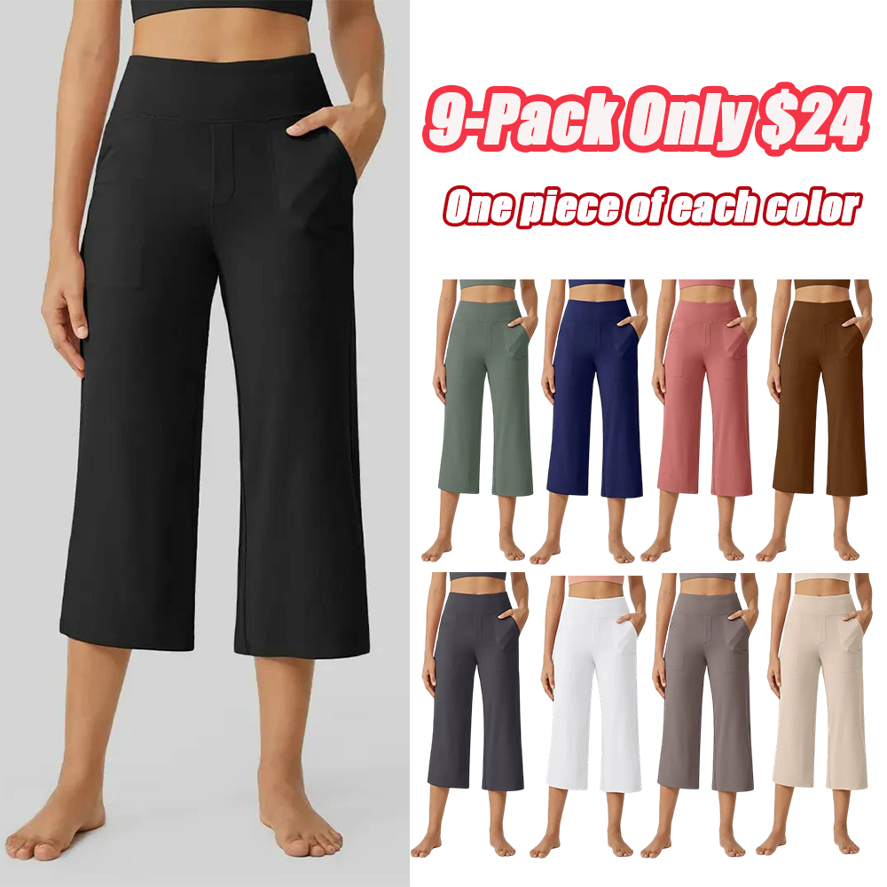 Capri Pants for Women Wide Leg Yoga Dress Cropped Pants Capri Leggings with Pockets for Casual Summer