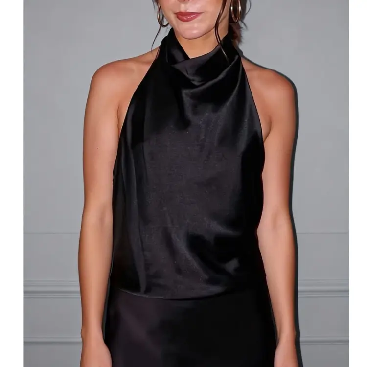 Satin Backless Strapless Tank Top