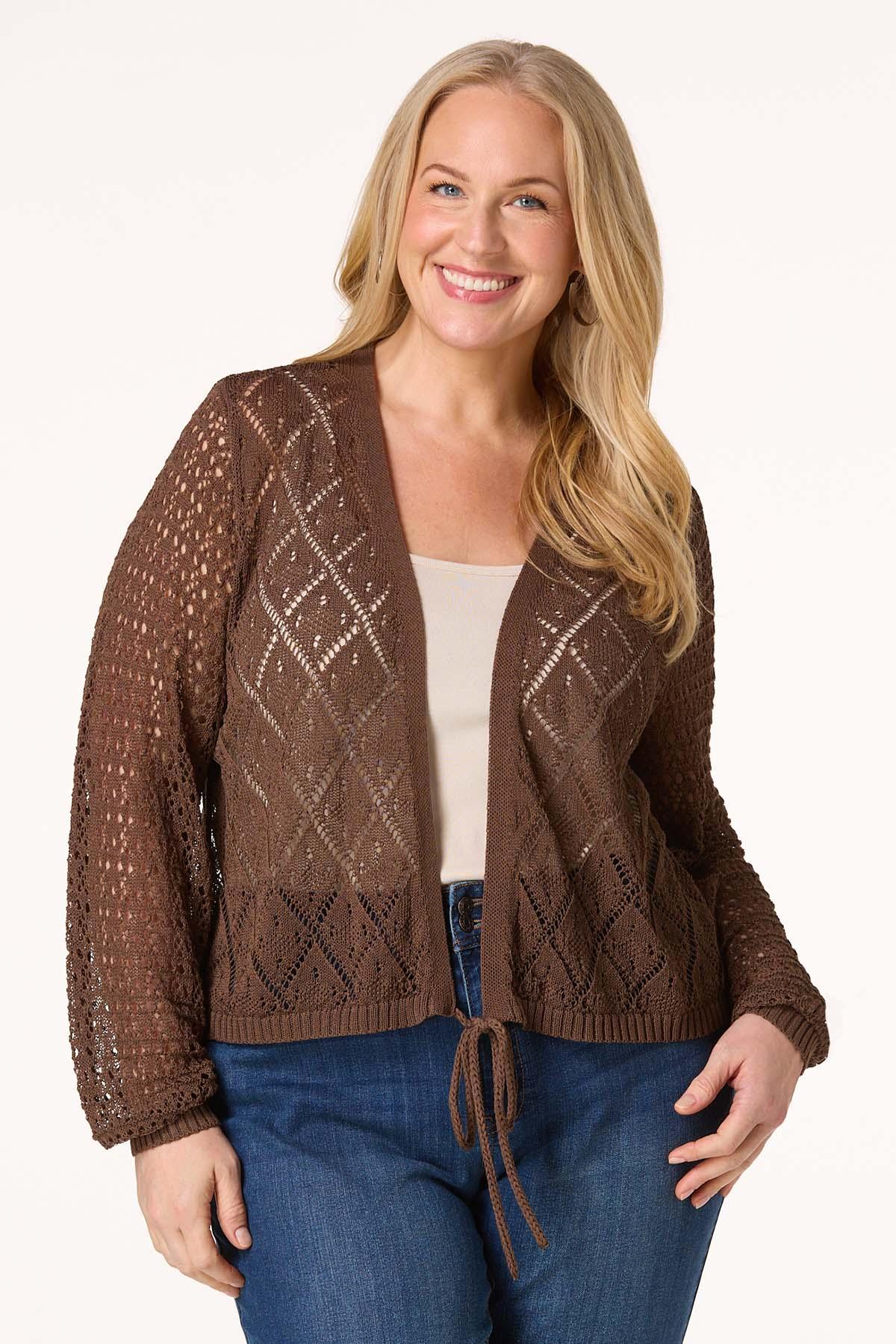 Plus Size Pointelle Knit Cardigan