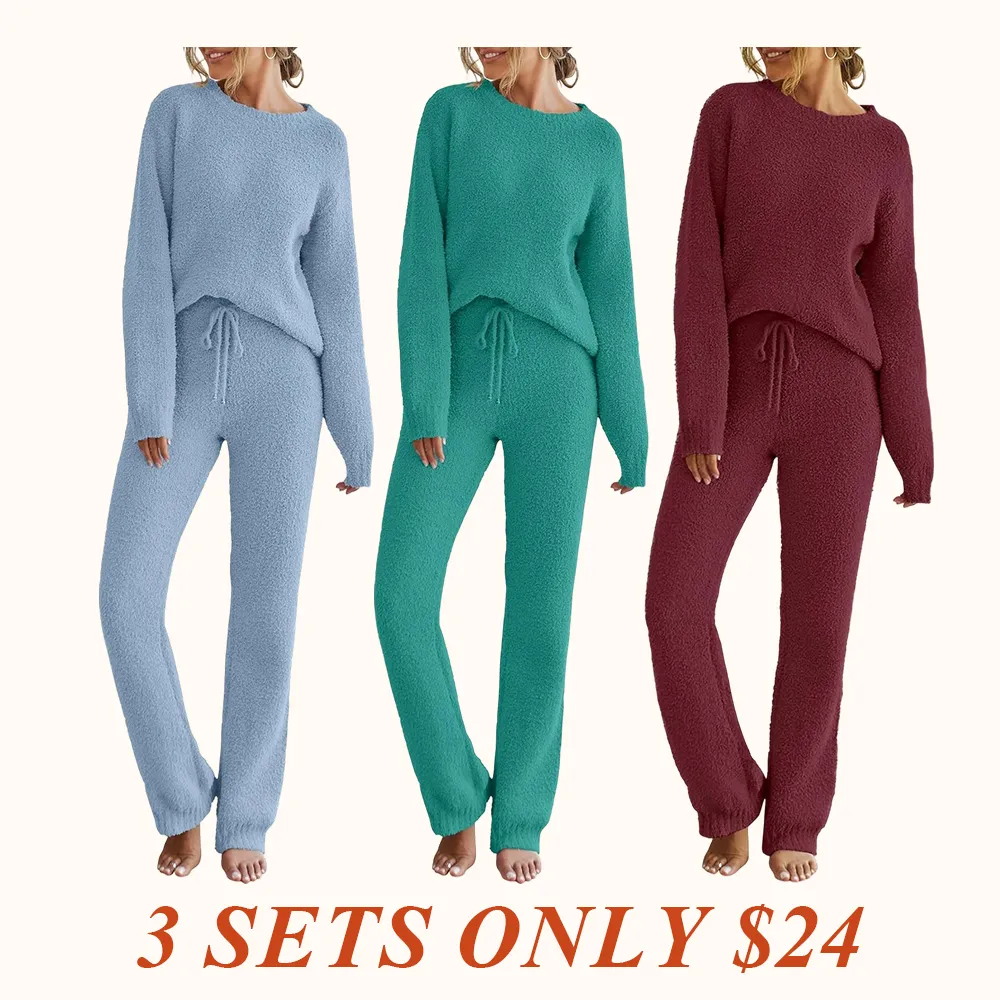 Womens Pajama Sets 2025 Fall Lounge Sweater Set