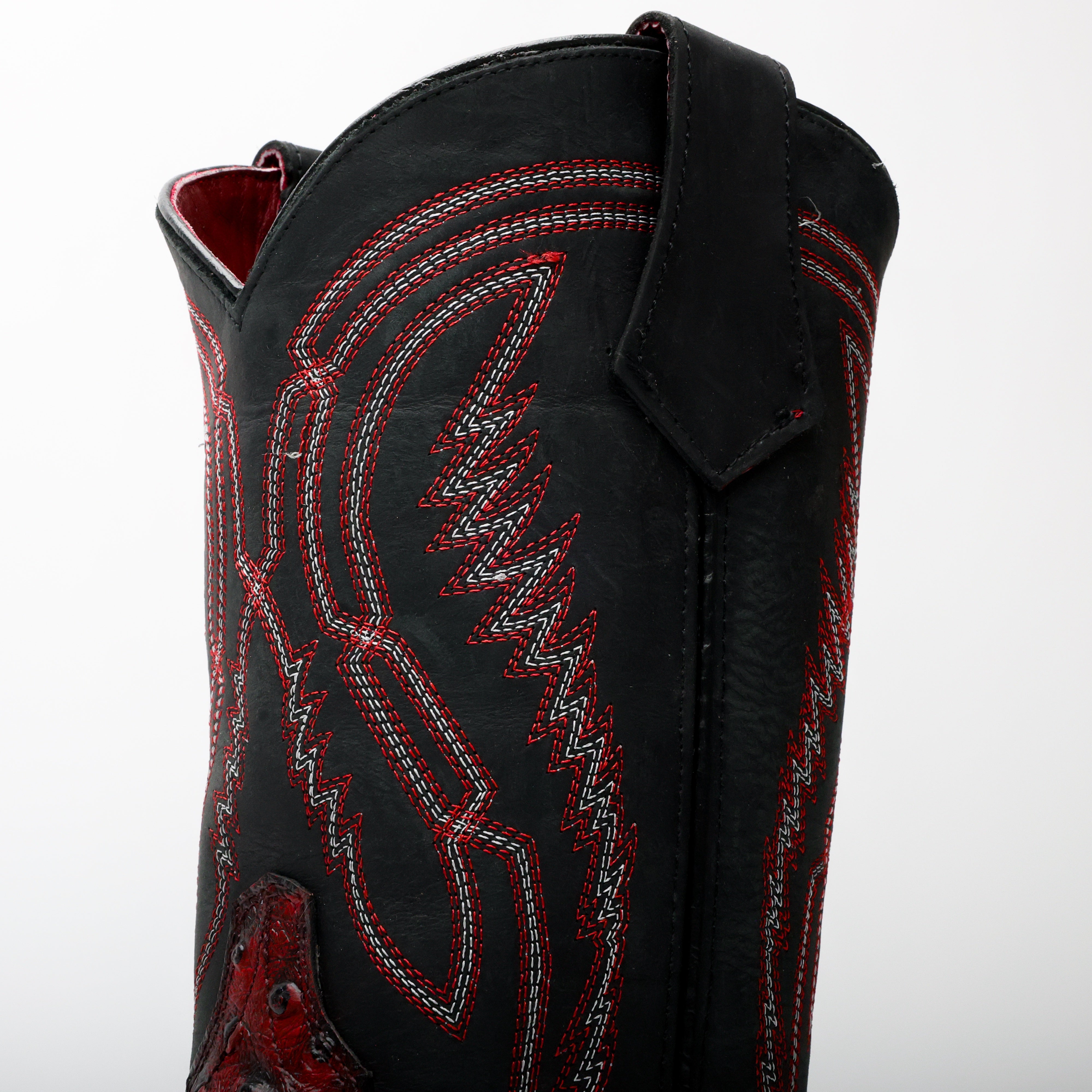 Black Cherry Ostrich Leather Boots With 3D Lightweight Sole - Composite Toe