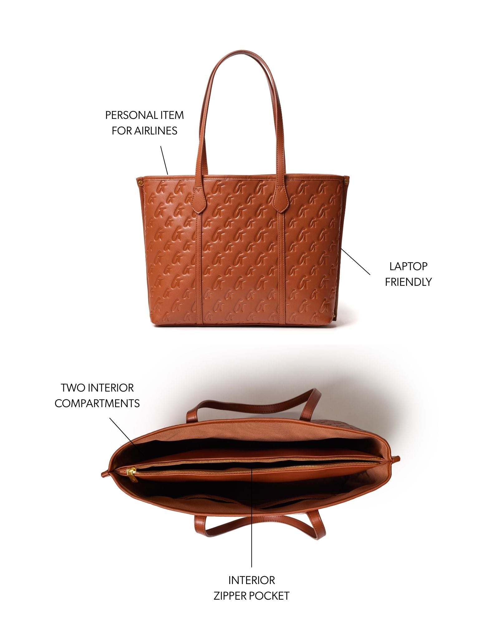 MONOGRAM SLEEK TOTE - BROWN