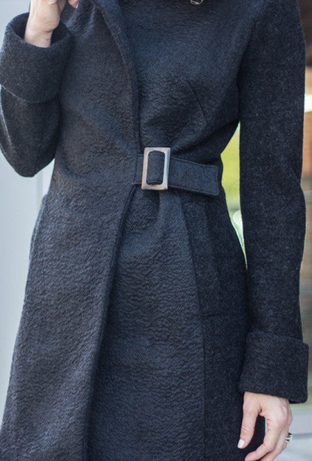 BLACK WAVE COWL NECK COAT