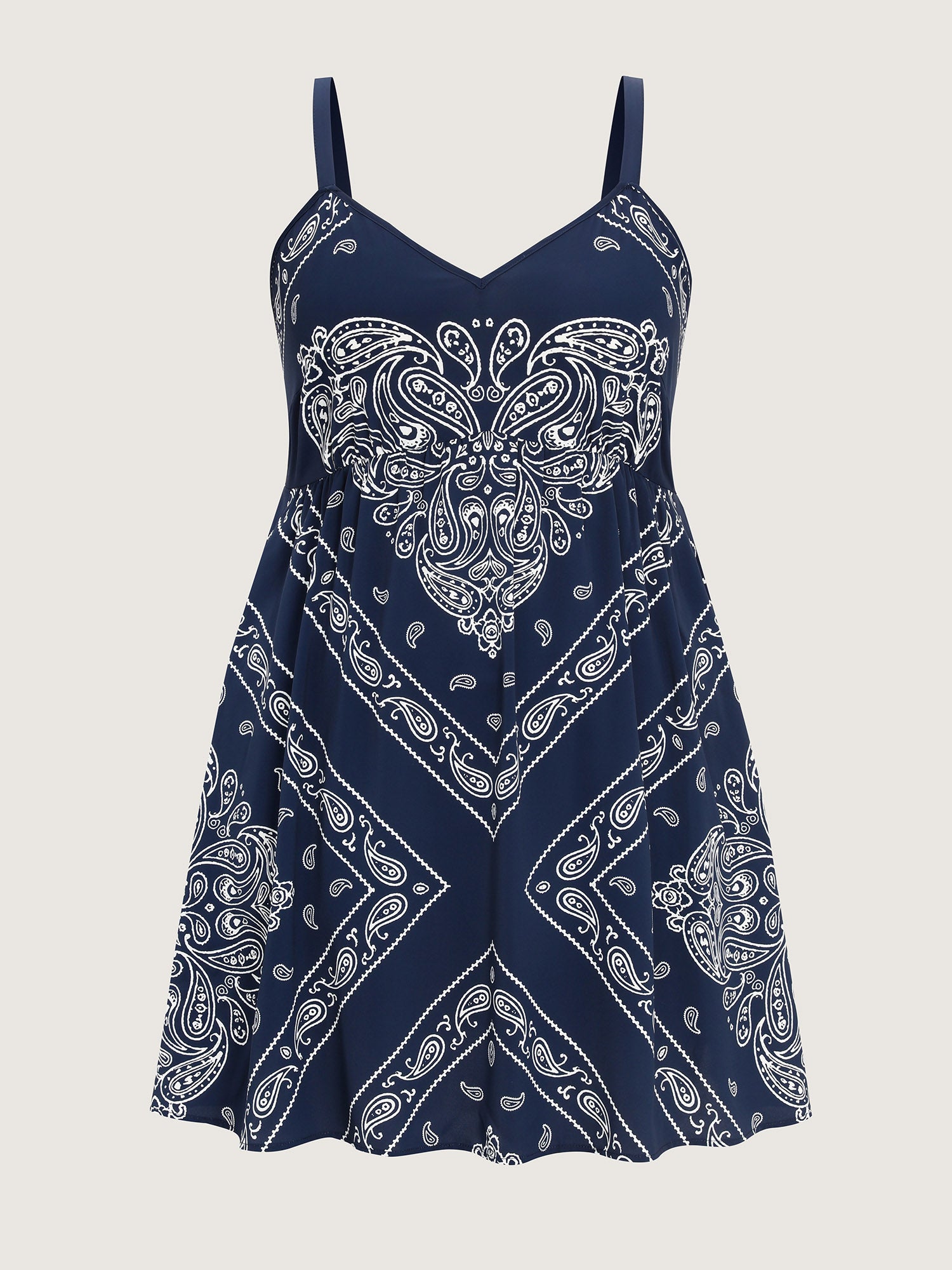 Geometric Stripe Shirred Back Mini Dress