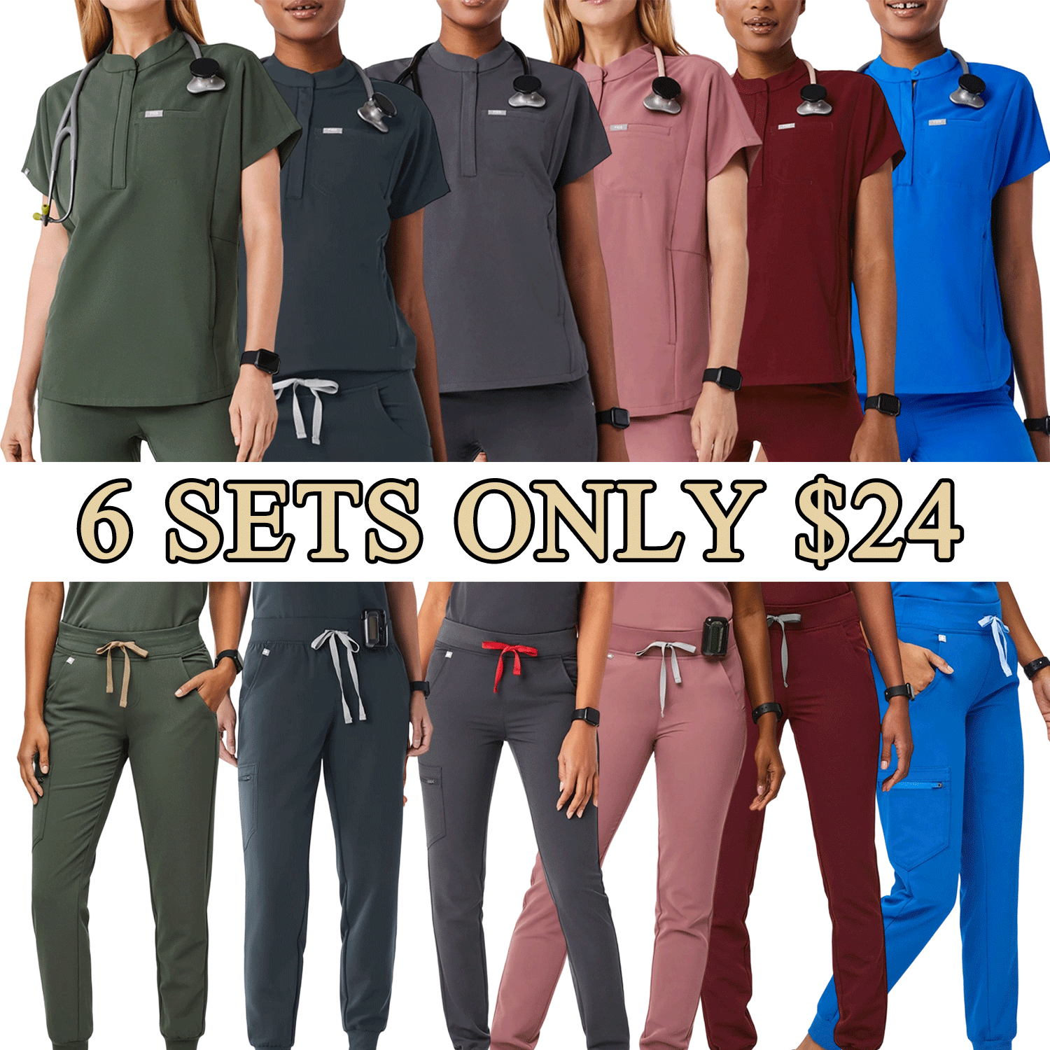 Stretch Scrub Top & Jogger Scrub Pants Set