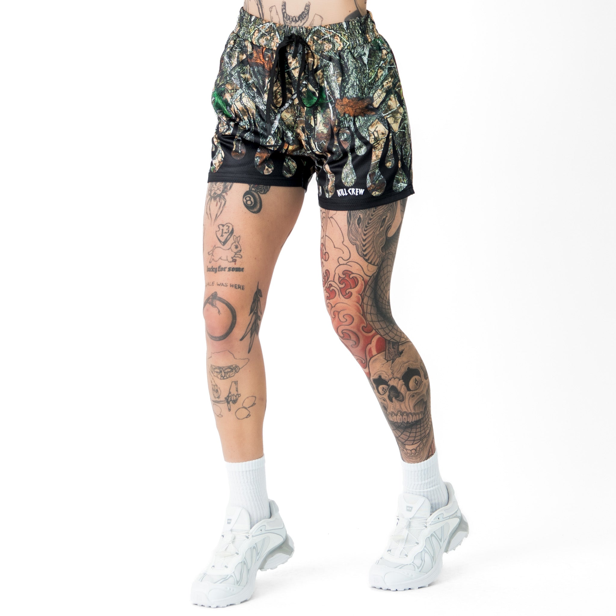 MUAY THAI SHORTS (MID THIGH CUT) WILDFIRE - BLACK