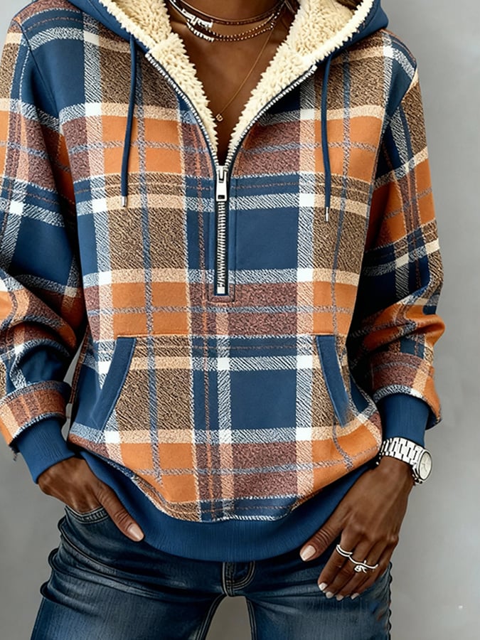 Women'S Casual Loose Color-Blocked Sweatshirt
