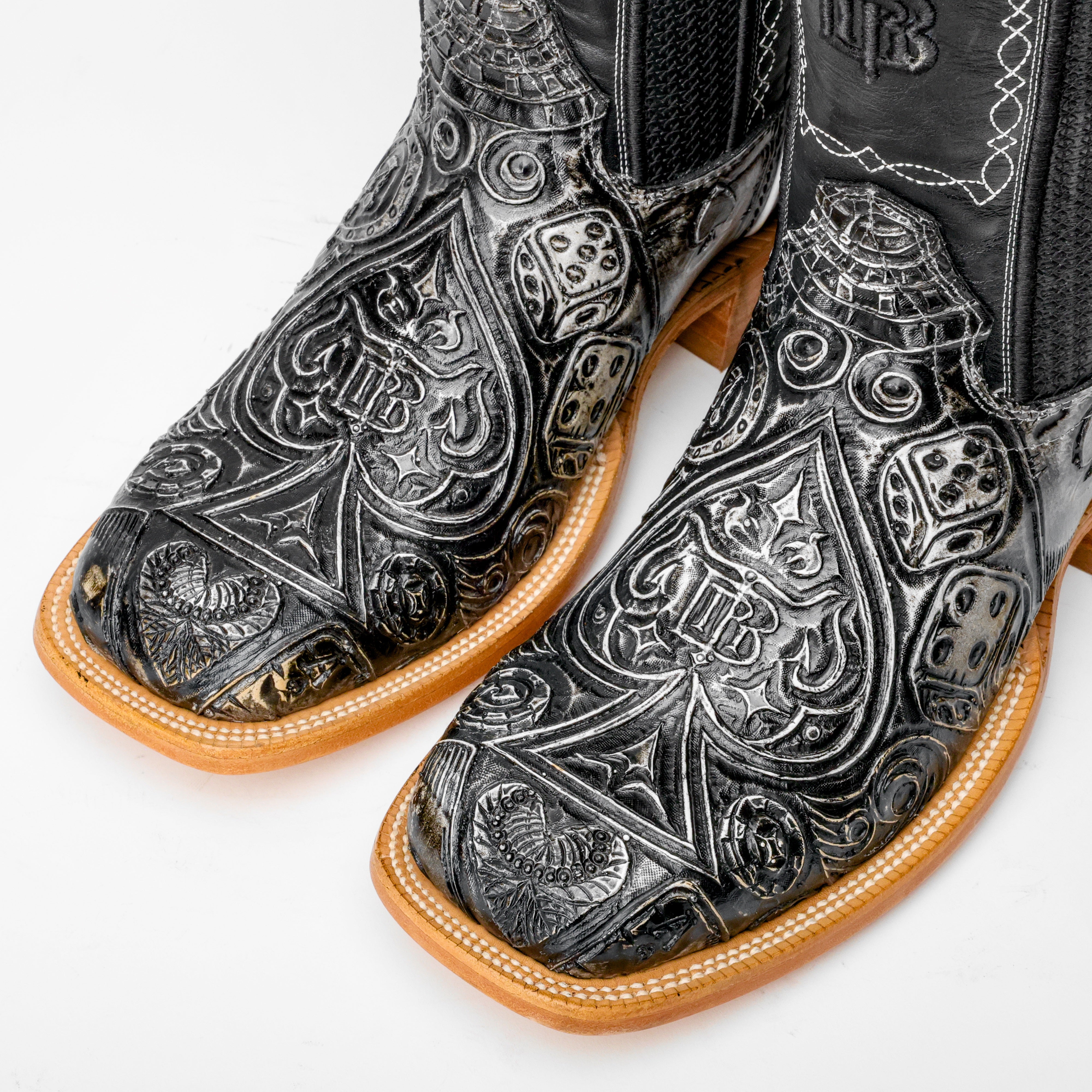 Ace Of Spades White/Black - Square Toe