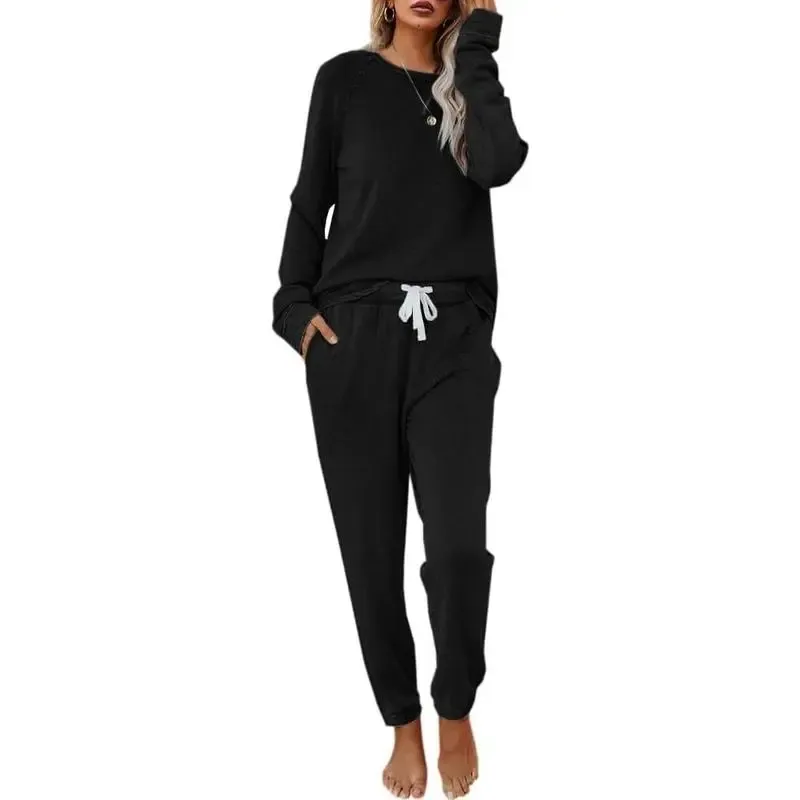 Women's Casual Solid Color 2 Piece Outfit Sweatsuit Set