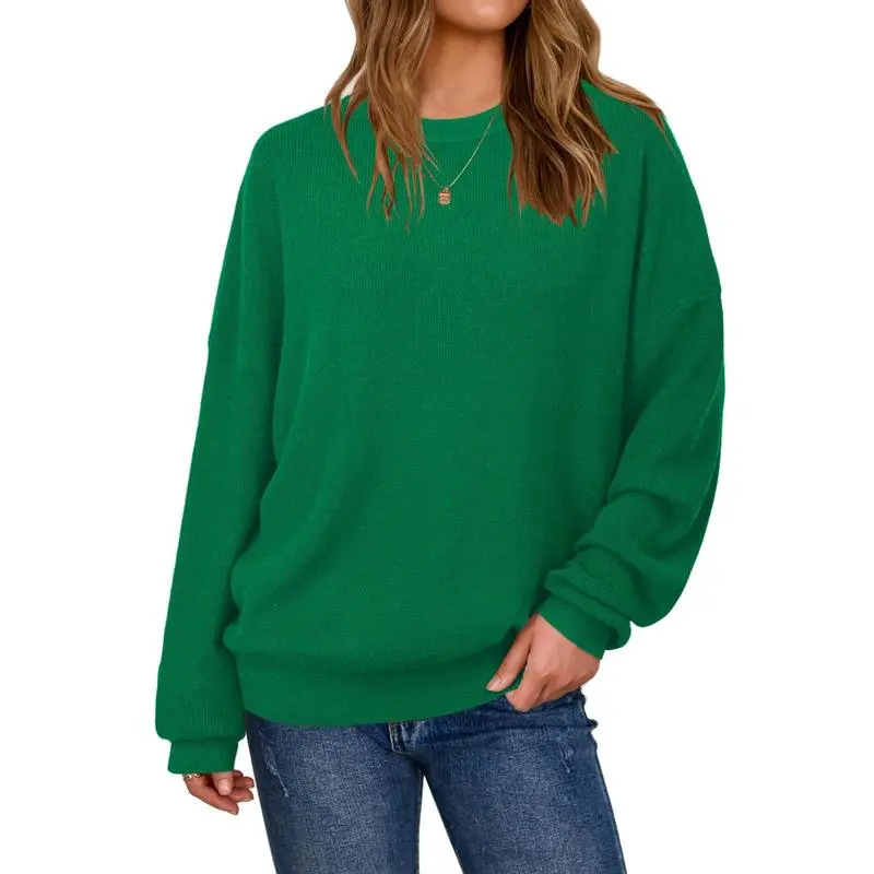 Women's Wool Blend Oversized Sweaters Crewneck Casual Fall Outfits Fashion Tops