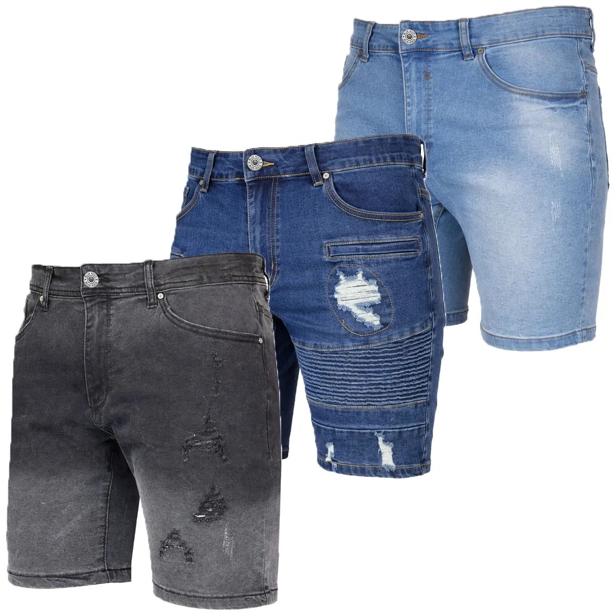 Mens 3 Pack Classic Jean Shorts with Multiple Styles (30-42)