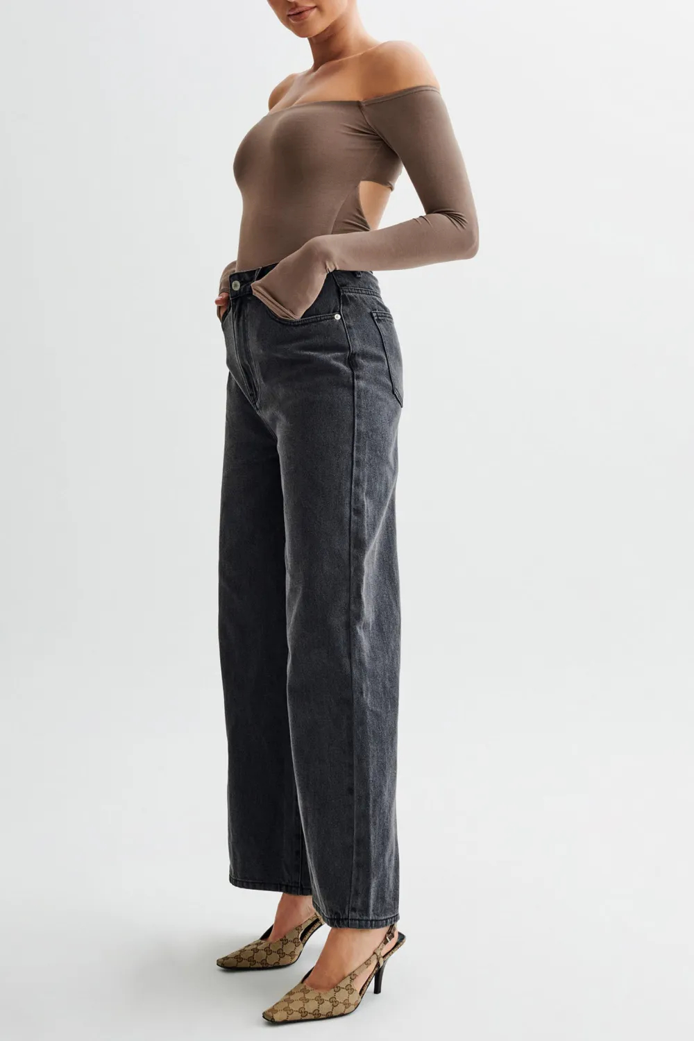 Off Shoulder Long Sleeve Bodysuit