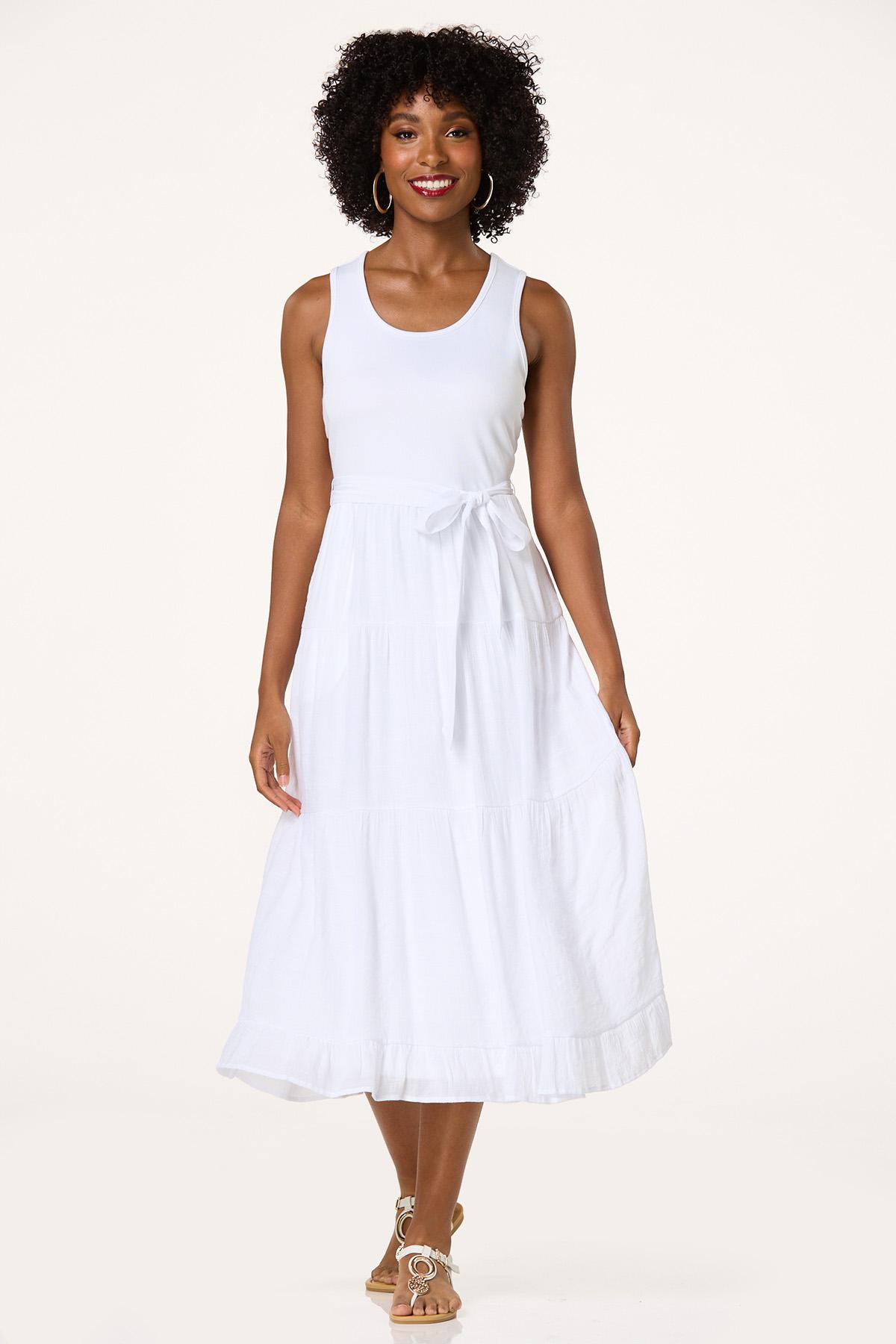 White Twofer Midi Dress