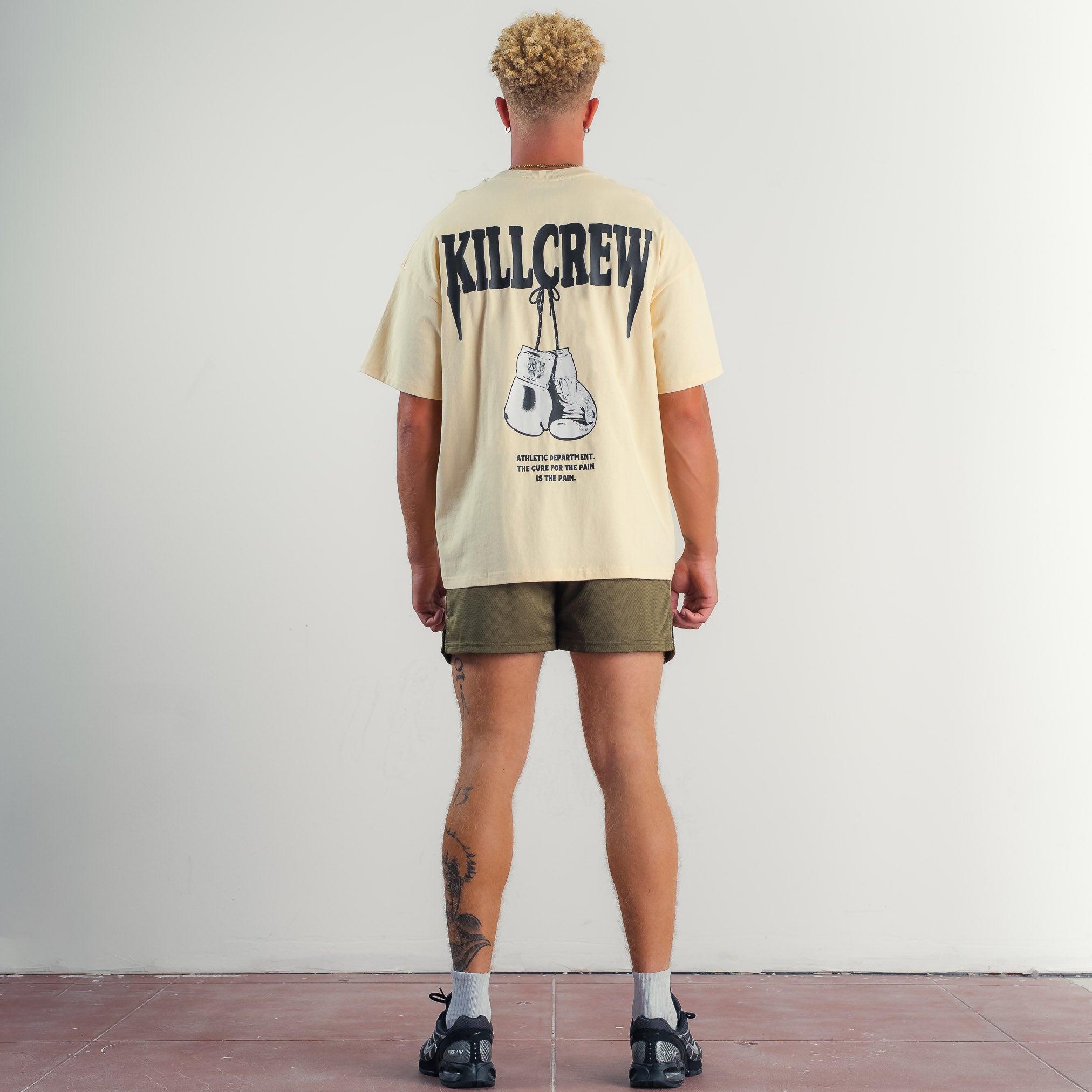 MUAY THAI SHORTS (MID THIGH CUT) v1 - OLIVE