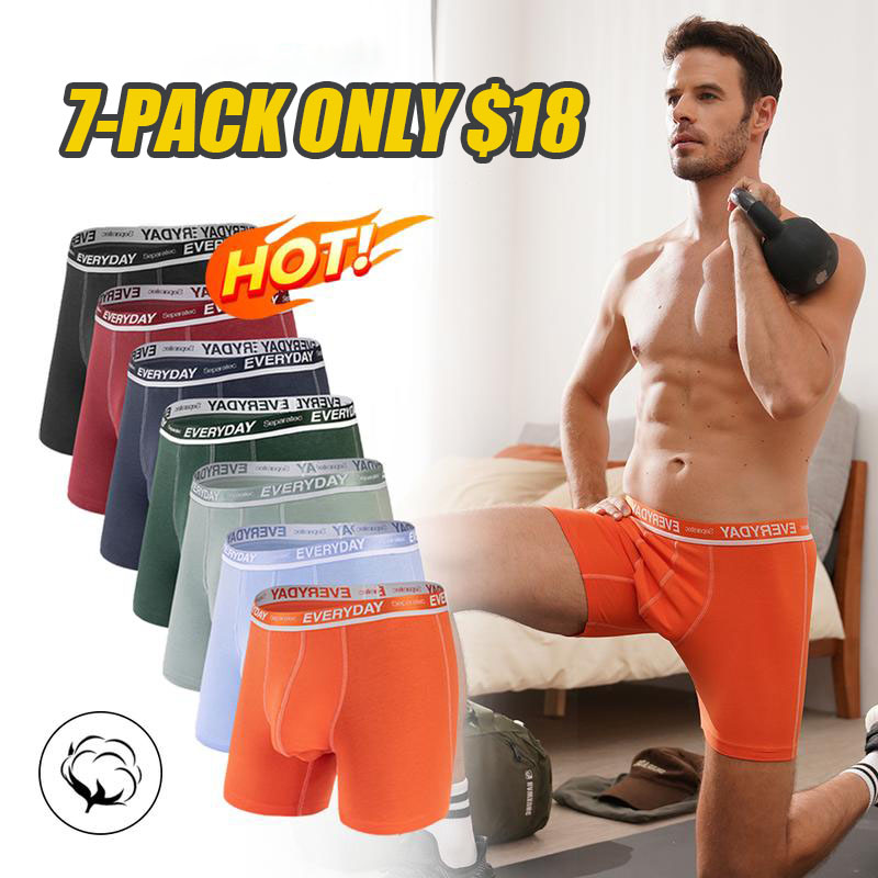7/21 Counts, Men's Cotton Dual Pouch Everyday Boxer Briefs, Regular Fit Casual Comfy Breathable Bulge Enhancing Shorts for Daily Menswear, Men's Underwear for All Seasons
